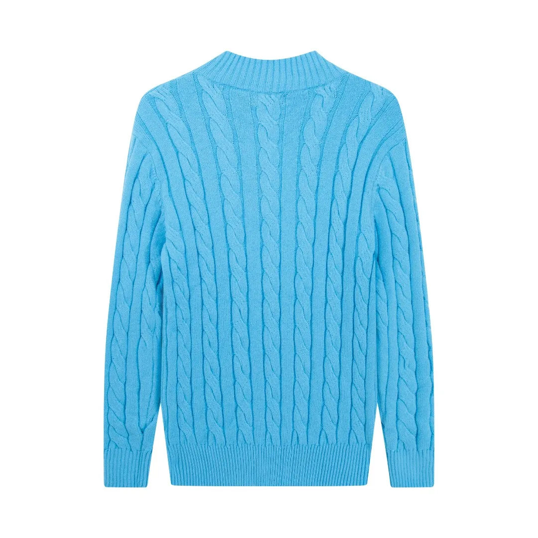 P230 RALPH LAUREN Ralph Lauren seven-color classic small label embroidered stand-collar long-sleeved half-zip knitted sweater tops for men and women seven colors Color: black white gray royal blue pink sky blue khaki code number: S M L XL material: cotton